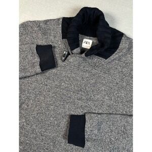 Zara Gray Textured Shawl Collar Sweater Pullover‎ XL Cotton Viscose  Casual new
